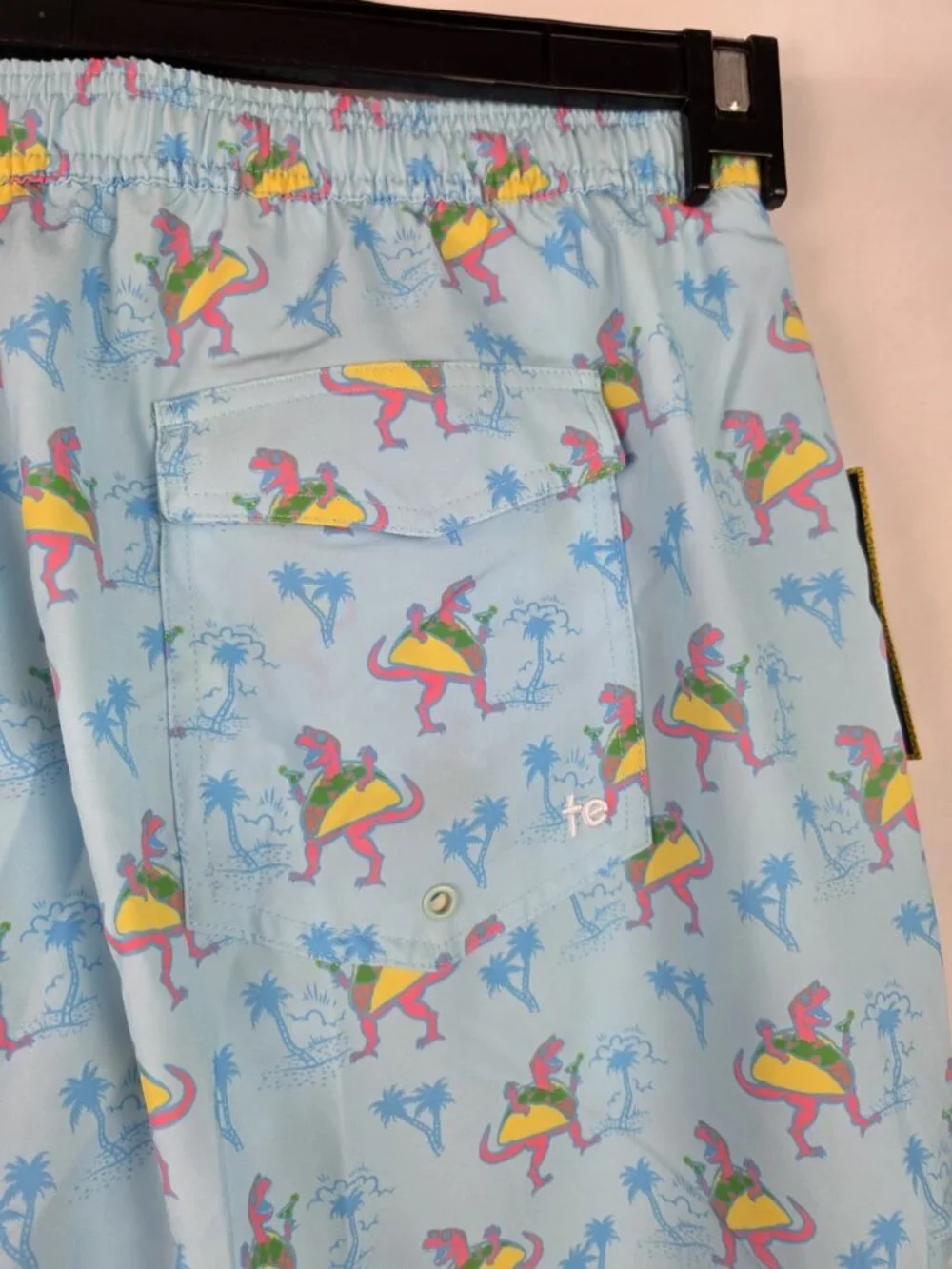 Tipsy Elves Men's Swim Trunks Size 3XL Tacosaurus Taco Dinosaur Swimsuit Shorts